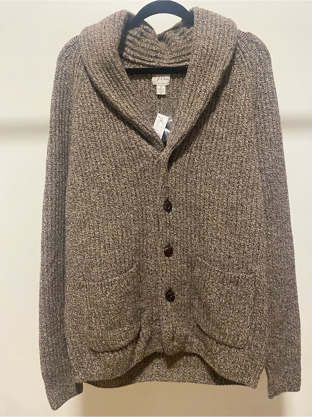Rugged merino wool-blend cardigan sweater